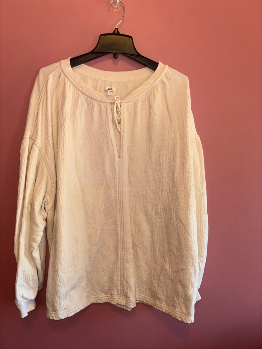 aerie Cream Tie-Neck Pullover Sweatshirt